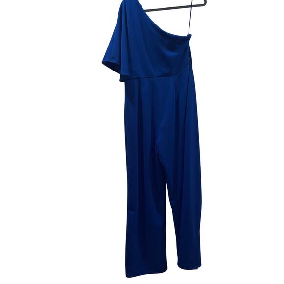 Adrianna Papell Jumpsuit- Royal Blue One-Shoulder Wide-Leg Jumpsuit- Size 8 - Picture 4 of 15